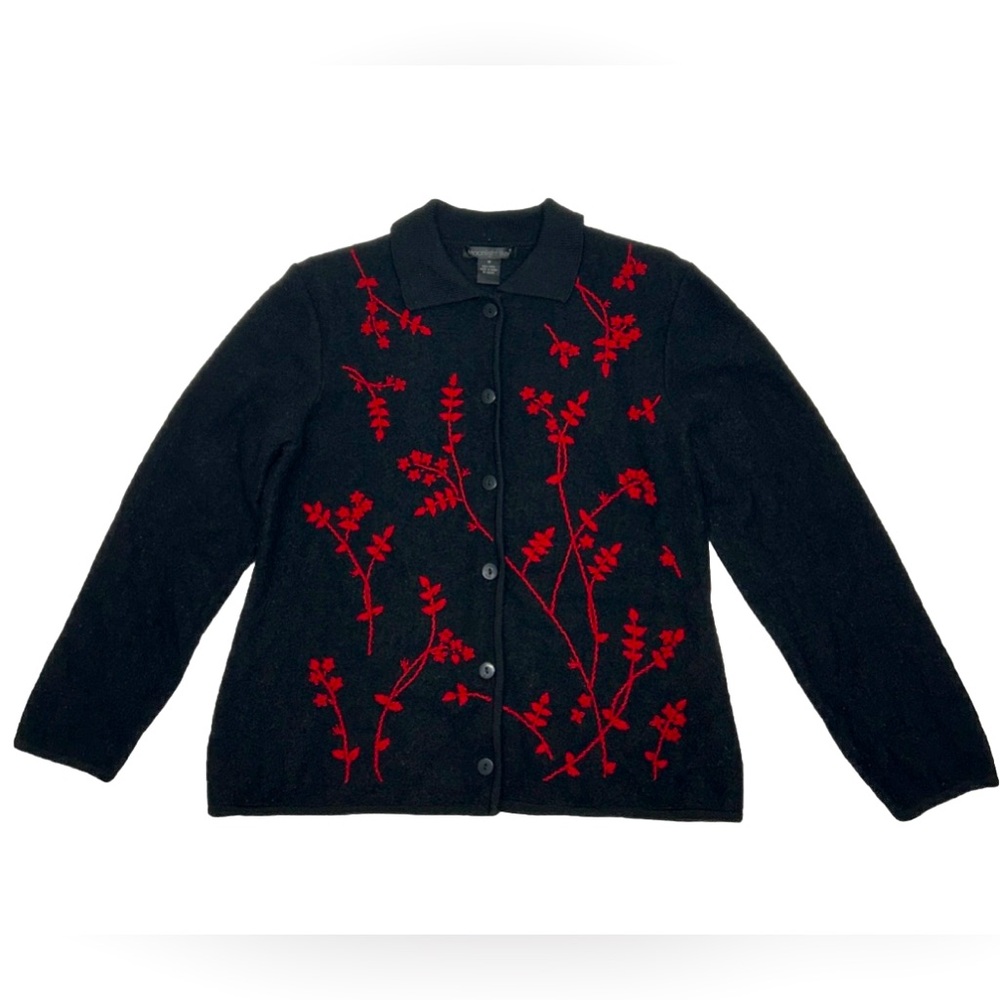 Moonlight Bay 100% Wool Jacket Red Hand Embroidered With Beads